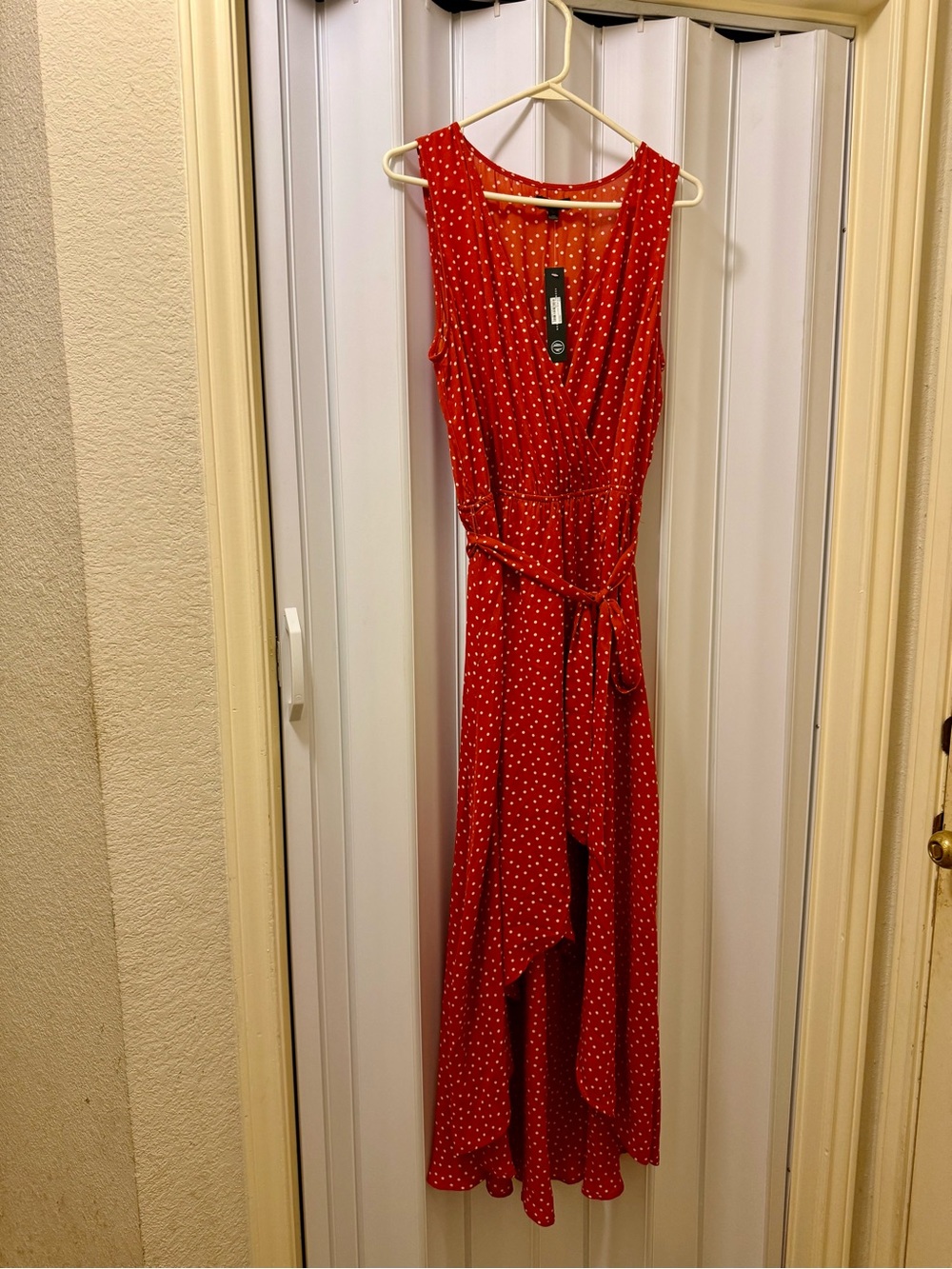 As U Wish Orange & White Polka Dot Wrap Dress